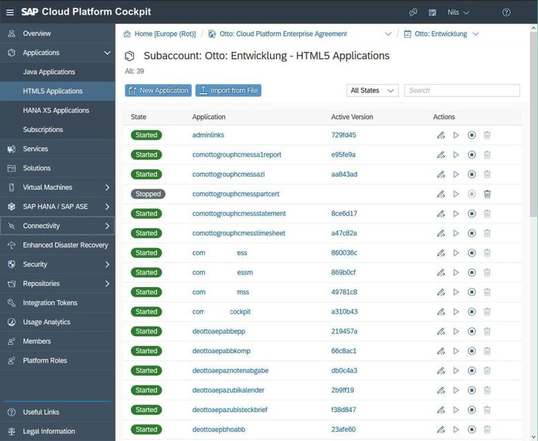 SAP Cloud Platform Cockpit