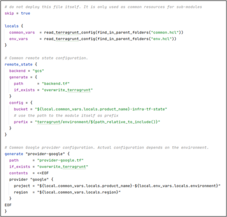 Figure 7: Terragrunt HCL file with dynamic provider and backend configuration Figure 7: Terragrunt HCL file with dynamic provider and backend configuration